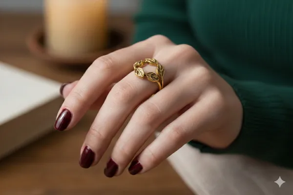 Antique_Gold_Everleaf_Band_Ring_For_Women